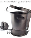 Heavy Gauge Charcoal Extinguishing Canister with foot pedal for hands-free operation, designed to smother grill fires instantly.