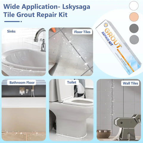 Wide application of Tile Grout Repair Kit With Fast Drying Grout Filler And Silicone Trowel Scraper on sinks, tiles, and toilets