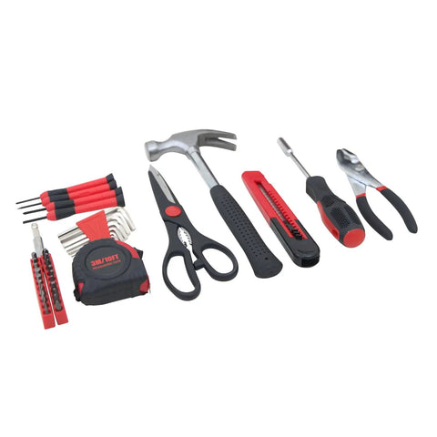 39 Piece Household Tools Kit With Plastic Toolbox For Dorms And Home Use, Your Go To DIY Set Featuring Hammer, Screwdrivers, Pliers.