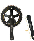 44T/46T Aluminum Crankset with 170mm crankarms, 130 BCD, Square Taper, for mountain road and fixed gear bikes in anodized black finish