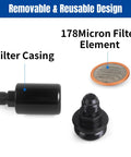 Filter casing and 178 micron filter element for Heavy Duty An6 Billet Inline Fuel Filter With Removable Replaceable Canister Black Anodized Aluminum Housing Ideal For High Flow Efi Carb Setups Street Rat Approved.