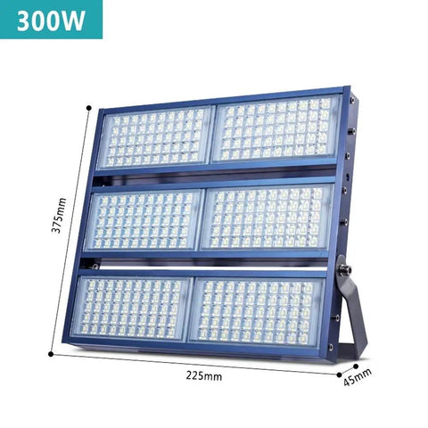 Real Heavy Hitter 300W Led Flood Light Slick Ip67 Waterproof Design, 300W fixture with adjustable arm for outdoor use.