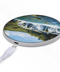 Krka River Waterfall Inspired Wireless Charger Pad 10W Fast Charge Slim Portable Charging Station with waterfall design.
