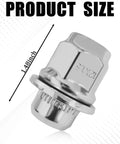 5Pcs M12x1.5 Chrome Lug Nuts With Washer, Closed End Mag Style, 1.48-inch size detail, heat-treated alloy, chrome finish