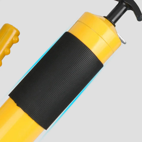Close-up of Portable Grease Gun Tool With 21 Oz Load And Anti Slip Lever Handle For Leakproof Lubrication Of Motors, Bikes, Tractors, And Machinery, Adjustable Pressure And Flow, No Mess Grease Nipples