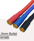 Three Piece Set 6.5mm Bullet Male To Female ESC Extension Cable 10AWG Silicone Wire 10cm close-up