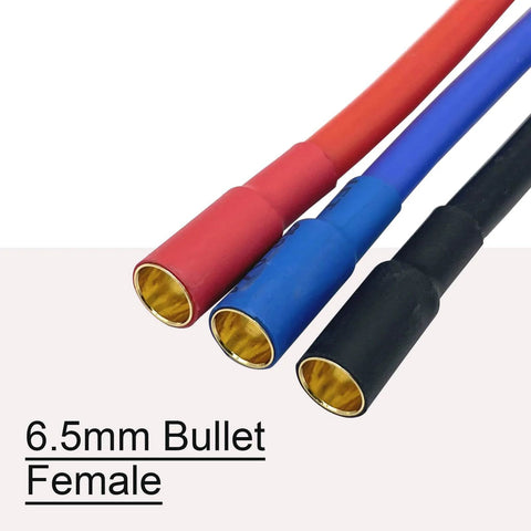 Three Piece Set 6.5mm Bullet Male To Female ESC Extension Cable 10AWG Silicone Wire 10cm close-up