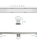 Diagram of 28 Inch Linear Shower Drain With Tile Insert 2 In 1 Panels Brushed 304 Stainless Steel Shower Floor Drain With Adjustable Feet