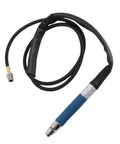 Pencil Die Grinder Air Tool Hits Hard With 70000 RPM And Adjustable Settings for engraving with blue grip handle and black hose.
