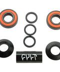 Mid Bottom Bracket Kit 19mm Black With Sealed Mid Bearings Machined Aluminum Cones Aluminum Internal Spacer And Extra Crank Arm Spacers For A Smooth Dialed Ride laying flat