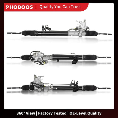 Hydraulic Power Steering Rack And Pinion Assembly For Nissan Altima 2007 2013 Left Hand Drive Direct Fit New Unit Leak Resistant Replacement Part Ref 263038, shown in three different views, highlighting the full assembly structure and components.