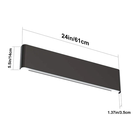 24 Inch Remote Control Dimmable Black Vanity Light Fixture With Adjustable Color Temperature 3000K To 6000K LED, side view