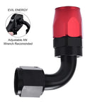 6AN Hose End Fitting 90 Degree Swivel for CPE Braided Hose Aluminum 6061 T6 Black and Red Beefy Built Tough Design Nine Sixteenths UNF Thread Heavy Duty Inline Connector With 1500 PSI Maximum, black and red elbow fitting