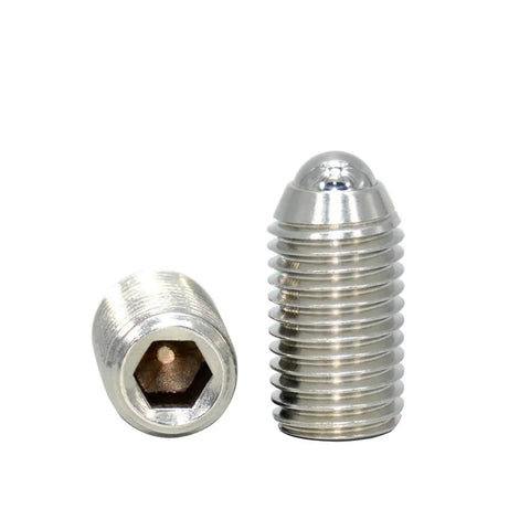 Premium 304 Stainless Steel Spring Ball Plunger Screw for Precision Machinery, showing hex socket and smooth ball tip.