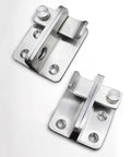 Stainless Steel Barrel Bolt Spring Latch for Safety Gate Door Hardware, sturdy design with two latches for enhanced door security.