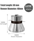 Top Shelf 40KHz 60W Ultrasonic Transducer Rock Solid Generator For Industrial Cleaners Piezoelectric Module, 50mm long, 48mm diameter.