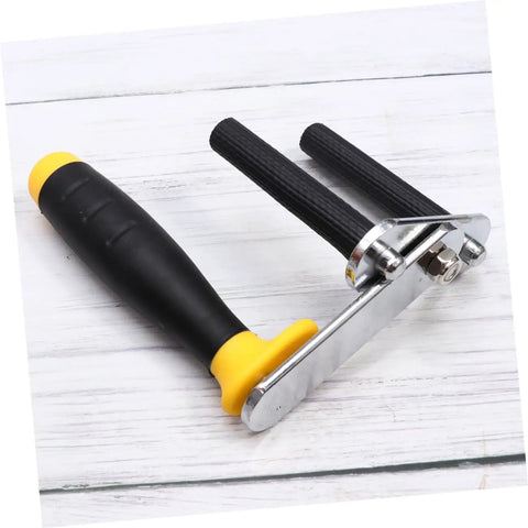 Heavy Duty Adjustable Drywall Lifter And Tile Carrier Set Rock Solid Plasterboard Hoist with black rubber grips and chrome handle.