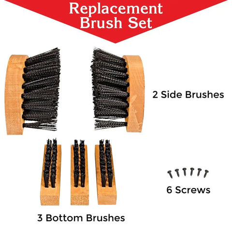 Deluxe Pro Grade Boot Cleaner Replacement Brush Set Five Piece Kit For Heavy Duty Shoe Care Fits Deluxe And Big Boot Model SB5U