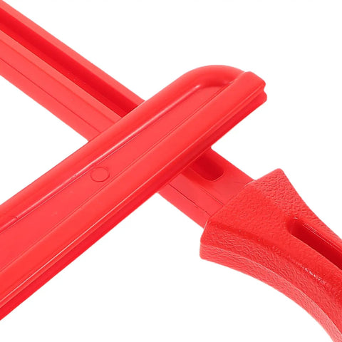 Close-up of red 4 Pack Safety Push Sticks For Table Saw Woodworking Push Blocks Hand Guard showing hand grip and body design.