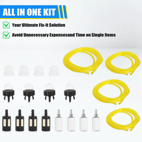 4 Size Fuel Line Repair Kit With 4 Feet Of Durable Lines For Chainsaws And Trimmers Universal Fit Includes Primer Bulb Snap In Fuel Filter