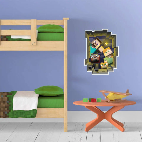 Dope Minecraft Caved In Wall Decal 18x24 Inches Peel And Stick Vinyl Removable Repositionable Wall Art in a bedroom