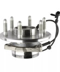 Front Wheel Hub Bearing Assembly For 1999-2006 Chevy Silverado Suburban 1500 And 1999-2006 GMC Sierra 1500 6 Lug With ABS 4x4 4WD Ready Compatible Premium OE Replacement Heavy Duty Front Hub For Trucks And SUVs, showing 6-lug assembly with ABS sensor