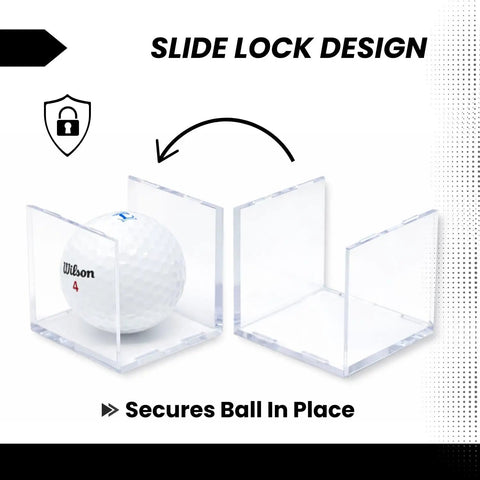 Clear Golf Ball Cube Display Case Six Pack For 360 Degree View, Dust Proof Acrylic Ball Holders Open Design Slide Lock Secures