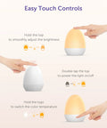 Instructions for Kid Friendly Portable Egg Night Light With Stable Charging Pad Touch Control Nursery Lamp, showing hand controls.