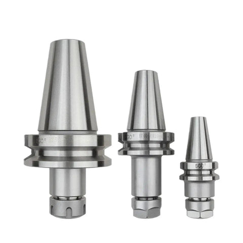Bulletproof Cnc Collet Chuck For Bt30 Bt40 Bt50 Spindles Featuring Er11 Er16 Er20 Er25 Er32 Er40 Sizes in stainless steel.