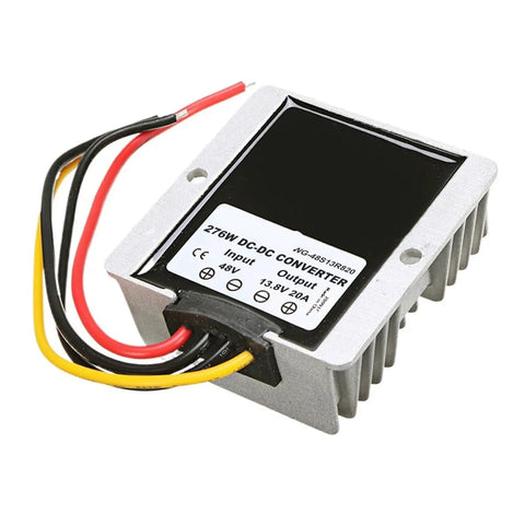 Road Warrior 48V To 13.8V Step Down Converter with wiring, designed for boats, trucks, and solar kits, ten amps output.