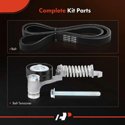 Engine Serpentine Belt Drive Kit For Chevrolet Cruze 2012-2015 And Cruze Limited 2016 DOHC L4 1.4L DIY Friendly Kit Components