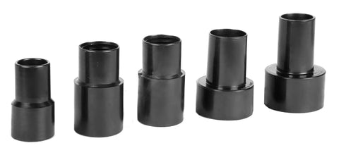 Five tapered adapters for 1.25-Inch By 10-Foot Dust Hose Kit With Fittings And Reducers For Power Tools dust collection.