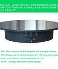 Electric Motorized Rotating Display Stand With 360 Degree Turntable For Product Photography Jewelry Cake And 3D Models That Spins Smoothly Shows Everything From Every Angle Like A Boss At Work control panel view with rotation buttons and USB connection.