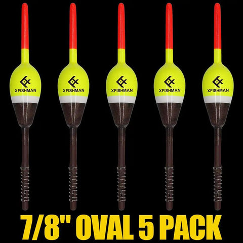 Balsa Fishing Floats Assortment Set For Crappie Panfish Walleyes Spring Bobbers Tackle Kit High Visibility Top Seven Eighths Inch Oval 5 Pack Durable Crack Resistant Floats For Freshwater Fishing