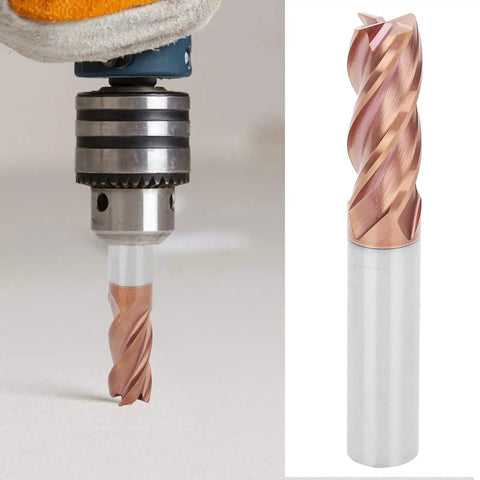 4 Flute End Mill CNC Milling Cutter Tool for Metal Engraving Tungsten Steel Micro Carbide shown in machining setup.