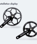 130 BCD Chainring 40T To 58T Narrow Wide Tooth Aluminum Lightweight For 1x Drivetrain On 7 To 12 Speed Road And Folding Bikes With Anti Drop Design And Safer Rides, black installed view