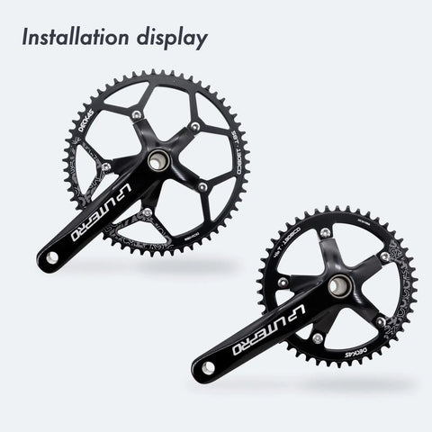 130 BCD Chainring 40T To 58T Narrow Wide Tooth Aluminum Lightweight For 1x Drivetrain On 7 To 12 Speed Road And Folding Bikes With Anti Drop Design And Safer Rides, black installed view