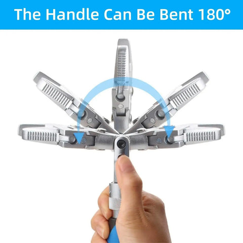Demonstration of 180-degree rotating head on Versatile Flexhead Adjustable Wrench 10 To 12 Inch Ratcheting Crescent Wrench