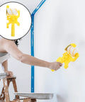 Pro Paint Edger Roller Kit with Extension Pole and Replacement Brush for Sleek Baseboard and Trim Lines in use on a ladder.