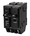 Heavy Duty 60 Amp Double Pole Circuit Breaker Direct Fit Replacement For SD Hom260 Load Center, black, compact design.