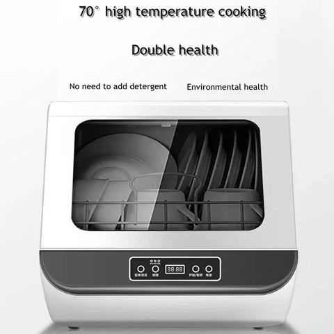 No Fuss Countertop Portable Dishwasher With Five Smart Wash Cycles And Turbo High Temp Sanitizing featuring 70° high temperature cooking.