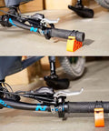 Close-up of bike handlebars secured in Two Pack Portable Bike Repair Stand With Upside Down Handlebar Holder Height Adjustable Feet.
