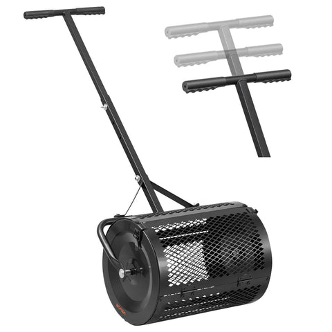 Beefy Compost Spreader For Lawn Care And Garden with T Shaped Handle, adjustable height settings, powder-coated steel roller