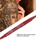 Smooth Double Ended Markers For Piercing And Art Projects, 10 Piece Set With Bold And Fine Tips, Removable Surgical Stencil Pens For Makeup And Body Art on tattooed skin.
