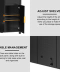 Big Home Bar Cabinet With Built In Fridge Space Fits Most Mini Fridges Modern Fluted Buffet Sideboard with adjustable shelves
