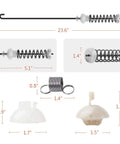 Heavy Duty Washer Suspension Rods And Springs Kit dimensions and components including rods, springs, bushings, and suspension balls.