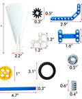 330 Piece 12 In 1 STEM Building Kit With Electric Power Motor For Kids Build Motorized Animals Cranes Race Cars Fans And More A Hands On Learning Toy That Sparks Imagination And Keeps Them Entertained For Hours Of Pure Fun. Assorted plastic parts and gears with size labels