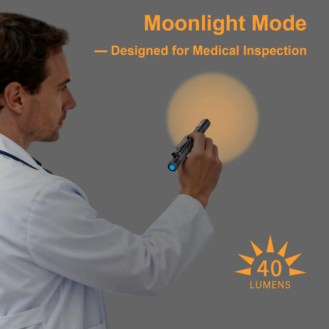 Doctor using LED Pen Light With Zoomable Beam 270 Lumens Pocket Size Clip Flashlight For Nurses Medical Pros