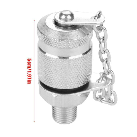 Metal hydraulic test coupling with chain, knurled chrome body, G1/8 thread, 5 cm tall