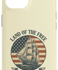 Patriotic Sailboat Flag iPhone 14 Case With Vintage American Flag Design Celebrating 1776 Red White And Blue Pride Durable Protective Cover For Independence Day And Everyday American Freedom Lovers